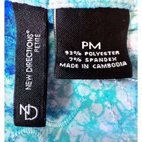 New Directions Tunic Top PM Petite Medium Blue Tie Dye Roll Tab Sleeves … - Picture 12 of 12